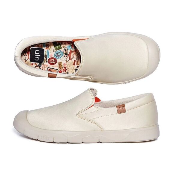 UIN Men's Sneakers Walking Casual Slip Ons Loafers (Oat Milk Silk Cadiz I) - Picture 7 of 9